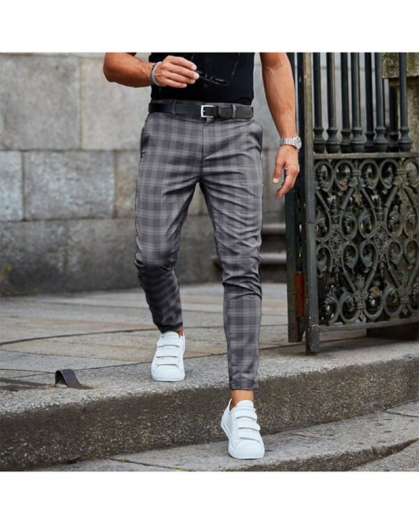 Plaid Print Pants Men's Casual Trousers Loose And Thin - Image 3