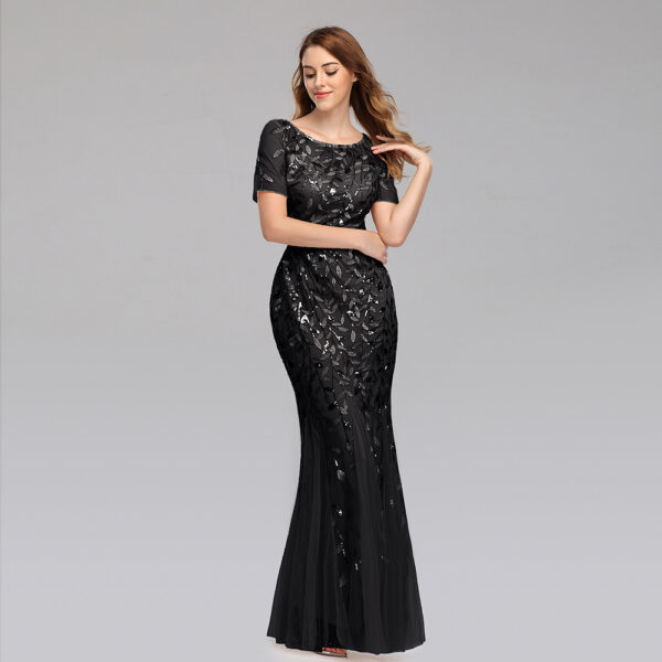 Large Size Evening Dress Foreign Trade Amazon Hot Sale European And American Version Pearl Mesh Fishtail Slim Sexy Women'S Clothing In Stock