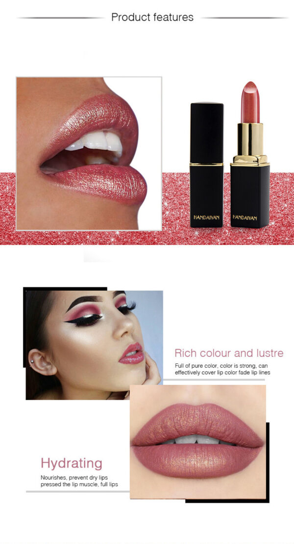 Shiny Metallic Lipstick Pearlescent Color Temperature Change Lipstick Gilt Lipstick - Image 7