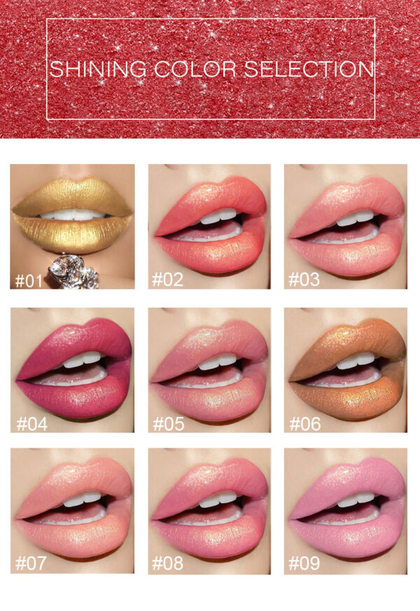 Shiny Metallic Lipstick Pearlescent Color Temperature Change Lipstick Gilt Lipstick - Image 3