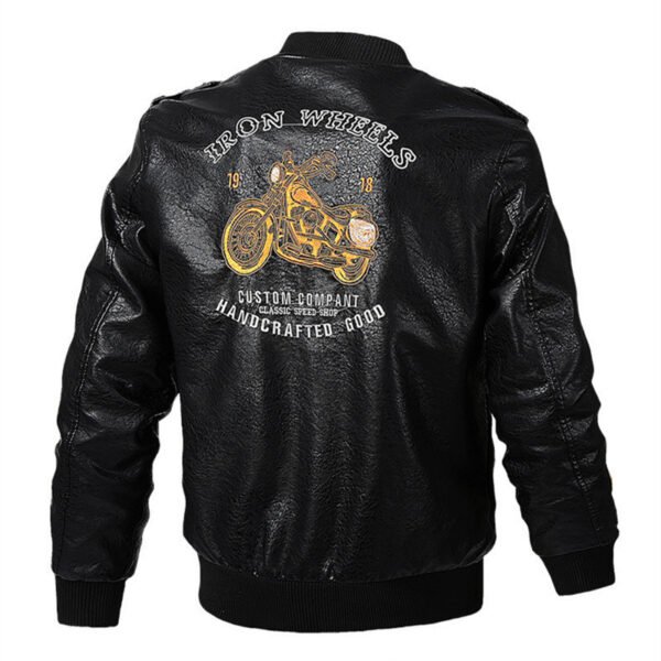 Plush Thick Leather Men'S Jacket - Image 4