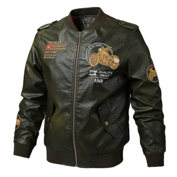 Plush Thick Leather Men'S Jacket - Image 2