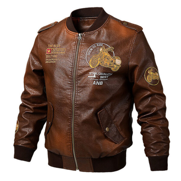 Plush Thick Leather Men'S Jacket - Image 3