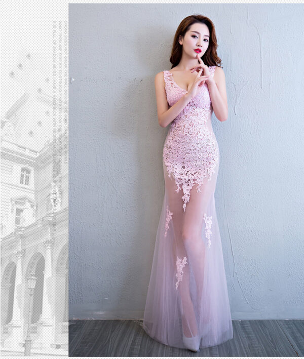 Lace Transparent Mermaid Evening Dress - Image 6