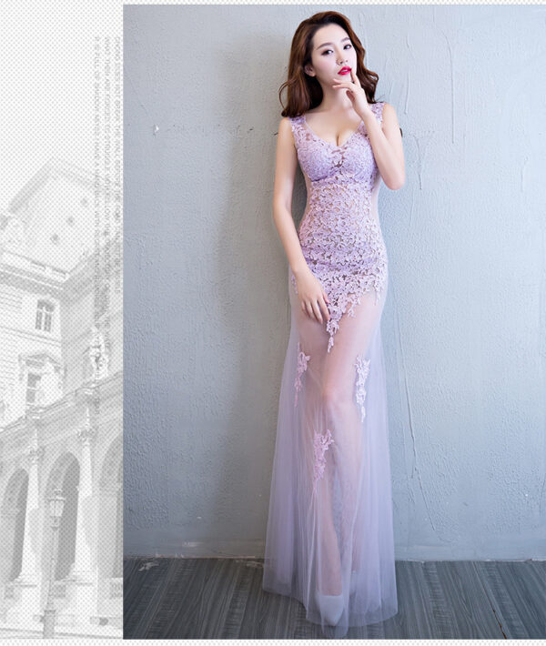 Lace Transparent Mermaid Evening Dress - Image 4