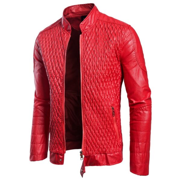 Long Sleeve Zipper Cardigan Jacket Leather Jacket Leather Coat - Image 2