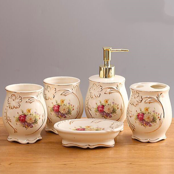 Ceramic Bathroom Kit Five Piece European Bathroom Set - Image 2