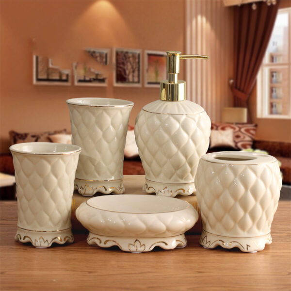 Ceramic Bathroom Kit Five Piece European Bathroom Set - Image 3