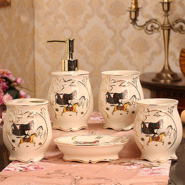 Ceramic Bathroom Kit Five Piece European Bathroom Set - Image 5