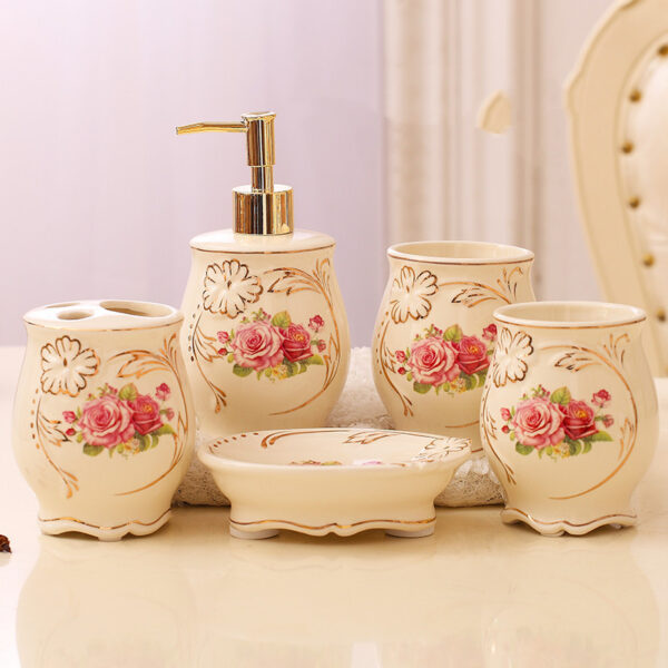 Ceramic Bathroom Kit Five Piece European Bathroom Set - Image 4