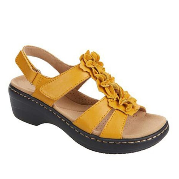 Hollow Wedge With Fish Mouth Flowers Casual Sandals - Image 4