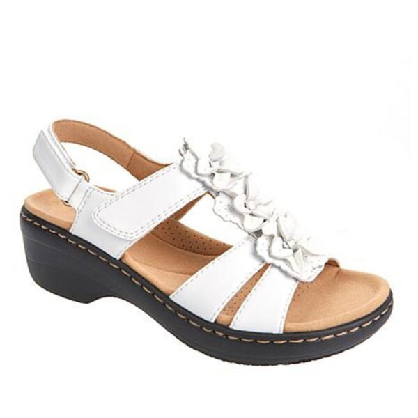 Hollow Wedge With Fish Mouth Flowers Casual Sandals - Image 7