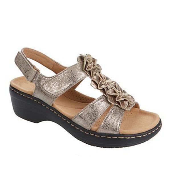 Hollow Wedge With Fish Mouth Flowers Casual Sandals - Image 6