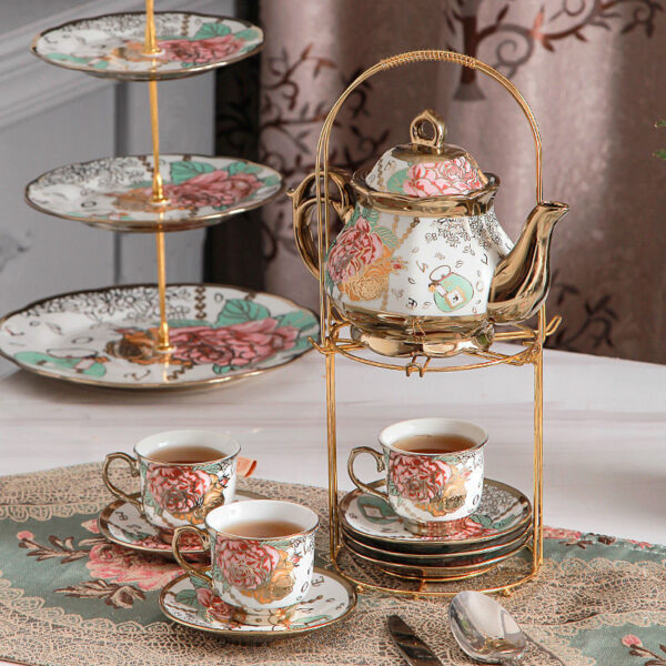 Tea Set Afternoon Tea Coffee Dessert Tableware 15 Pieces - Image 2