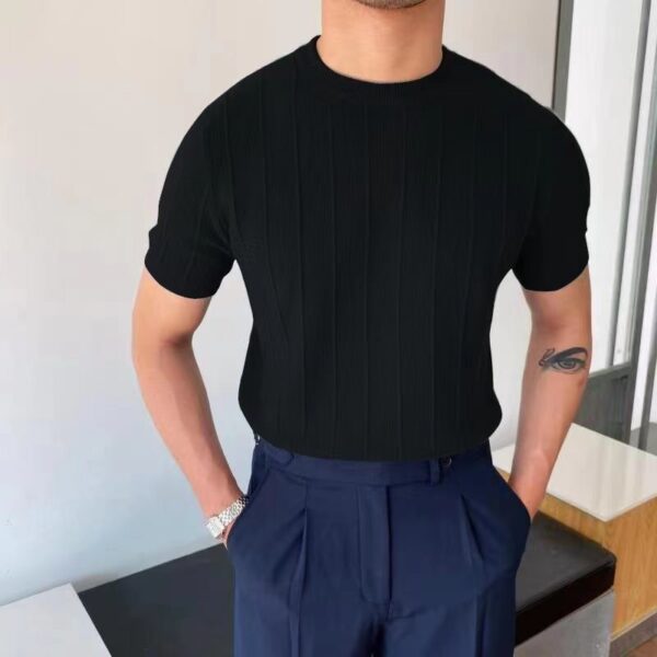 Short Sleeve Knitted T-shirt Summer Men's Light Round Neck Thin Tops - Image 6