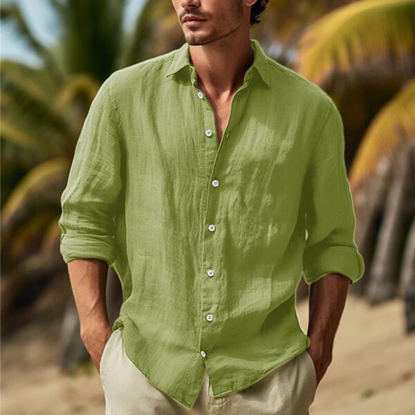 Men's Casual Solid Color Plus Size Shirt - Image 2