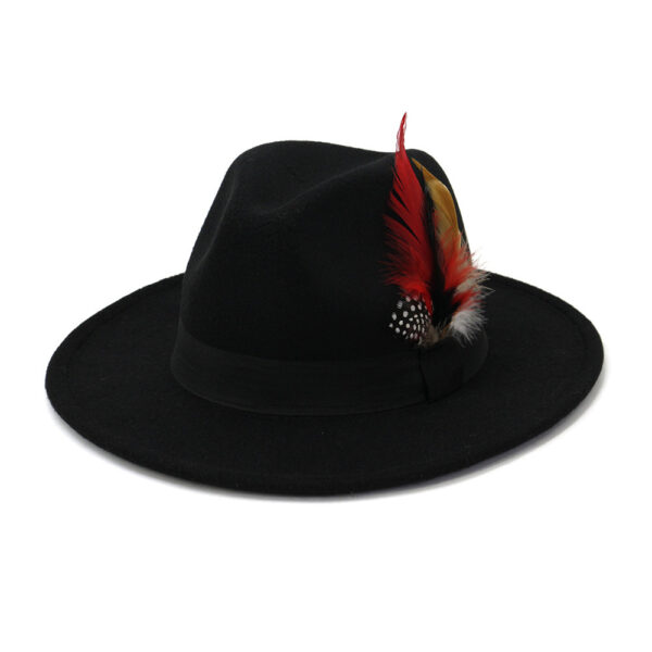 Autumn And Winter New Black Woolen Top Hat - Image 4