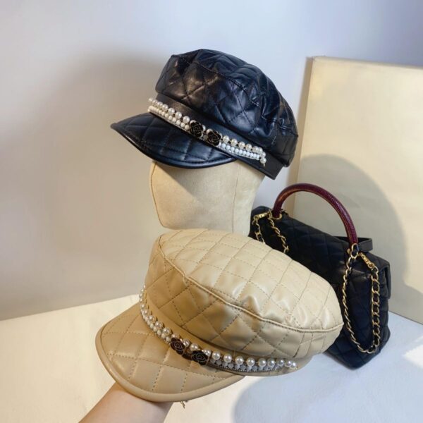 Classic Style PU Leather Ceramic Plate Pearl All-match Newsboy Retro Casual Hat - Image 9