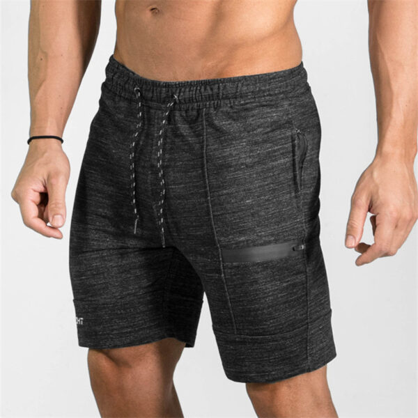 Summer Men's Gyms Shorts Bodybuilding Clothing Men Fitness Zipper Pathwork Workout Cotton Shorts - Image 3