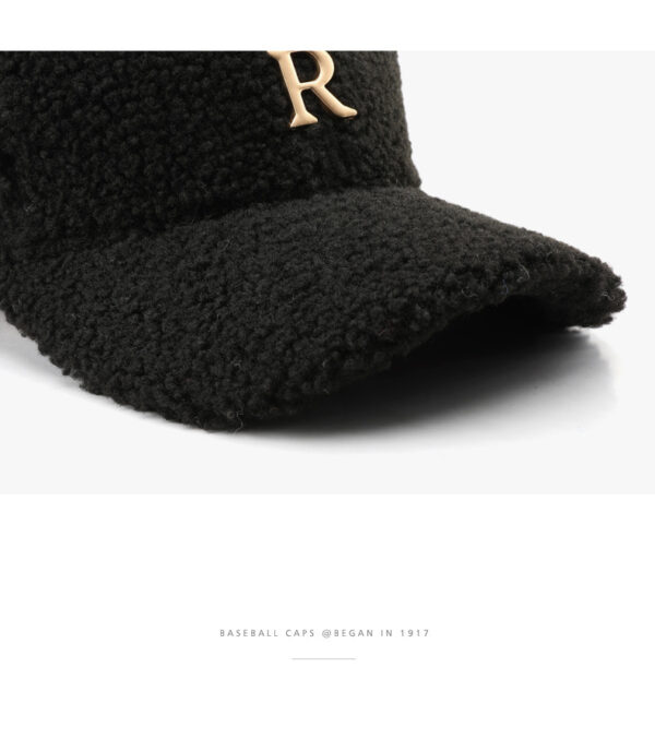 Autumn And Winter Letter R Solid Color Lamb Wool Baseball Cap Outdoor Sun Protection - Image 8