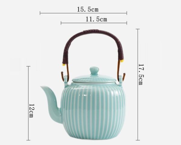 Large Capacity Japanese Style Simple Rib Ceramic Teapot - Image 2