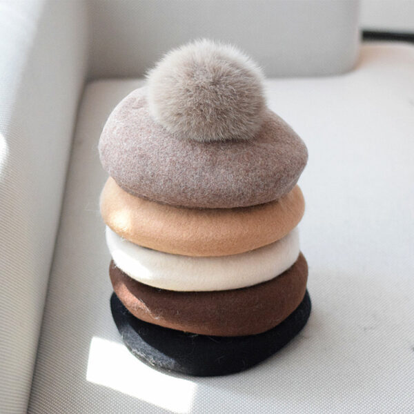 Autumn And Winter Wild Flanging Wool Beret Women - Image 5