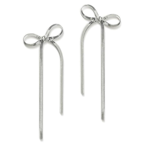 Stainless Steel Jewelry Wholesale Non-tarnish Herringbone Bow Earrings Hypoallergenic 18k Gold Plated Ribbon Bow Bowknot Earring - Image 9