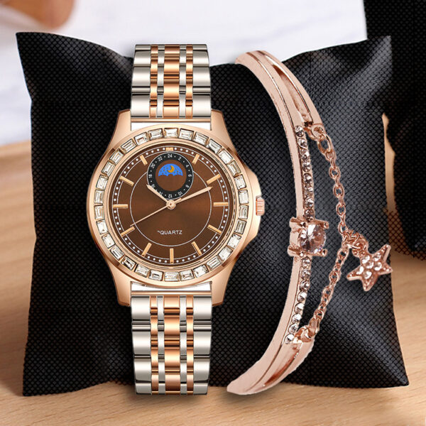 Lady Temperament Simple Rhinestone Steel Strap Watch - Image 5