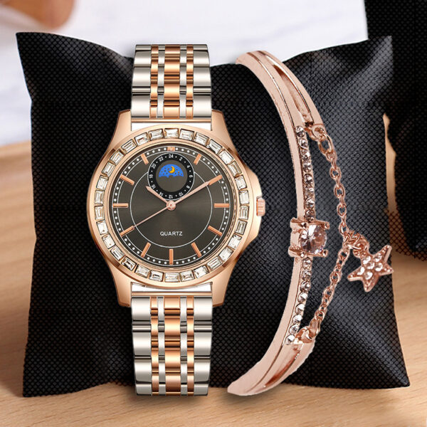 Lady Temperament Simple Rhinestone Steel Strap Watch - Image 2