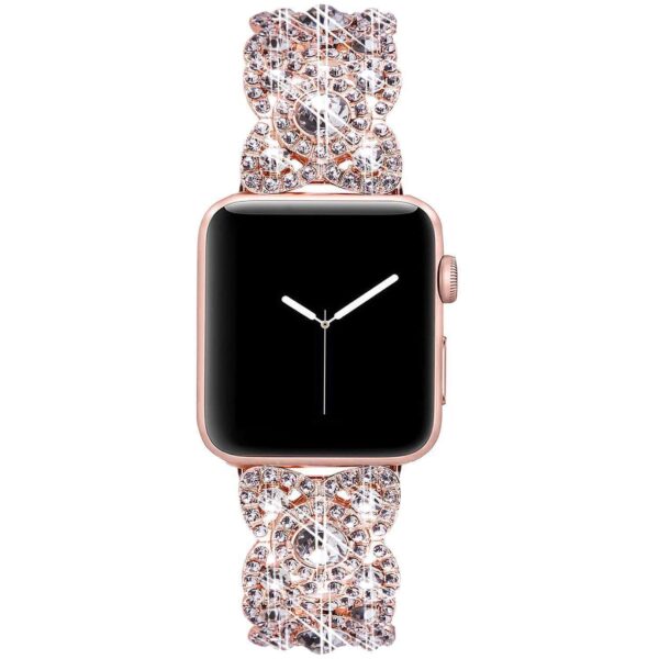 8 7 6 SE 5 4 3 Series Four Petal Flower Metal Diamond Watch Band - Image 8