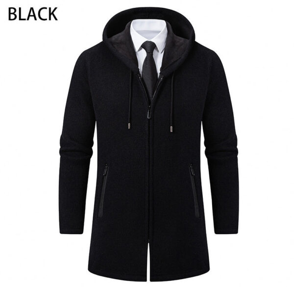 Men's Sweater Jacket Mid-length Coat Hooded Sweater Men's Coat - Image 8