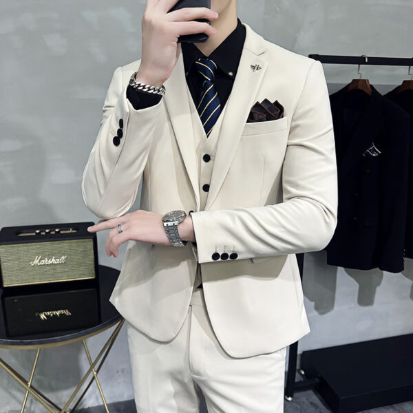 Men's Three-piece Suit Korean Style One Button - Image 9