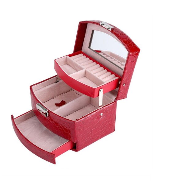 3 Layers Jewelry Boxes And Packaging Leather Makeup Organizer Storage Box Container Case Gift Box Women Cosmetic Casket - Image 2