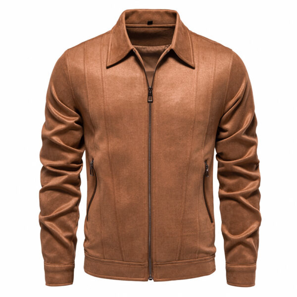 Fashion Lapel Zipper Jacket Autumn And Winter Solid Suede Coat Men's Clothing Outdoor - Image 6