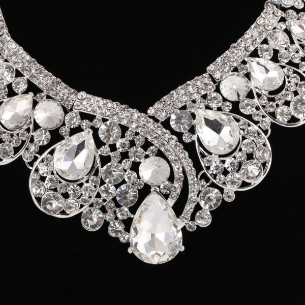 Europe And The United States Korean Super Alloy Rhinestone Wedding Dress Jewelry, Fashion WY Crystal, Europe And America Necklace Earrings Two Sets - Image 2