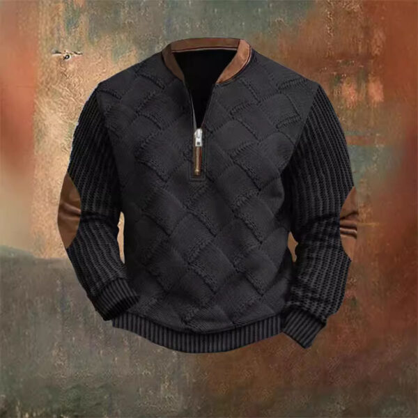 Autumn Winter Digital Printing Half Zipper Sweater For Men - Image 2