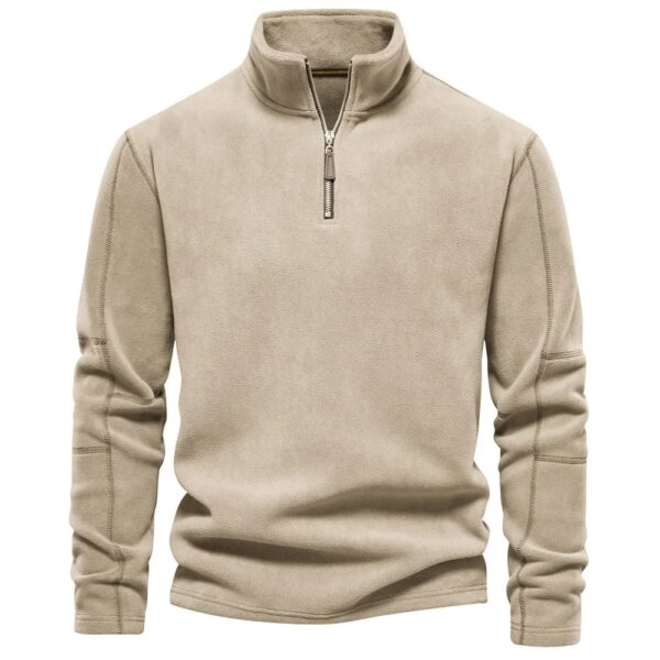 Fashion Personality Stand-collar Zippered Sweatshirt With Fleece Winter Casual Pullover Top Men's Clothing - Image 7