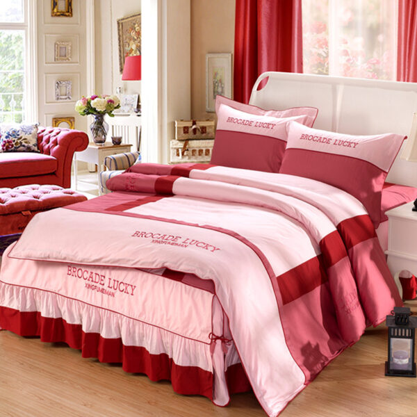 Solid color cotton bed skirt set of four - Image 2