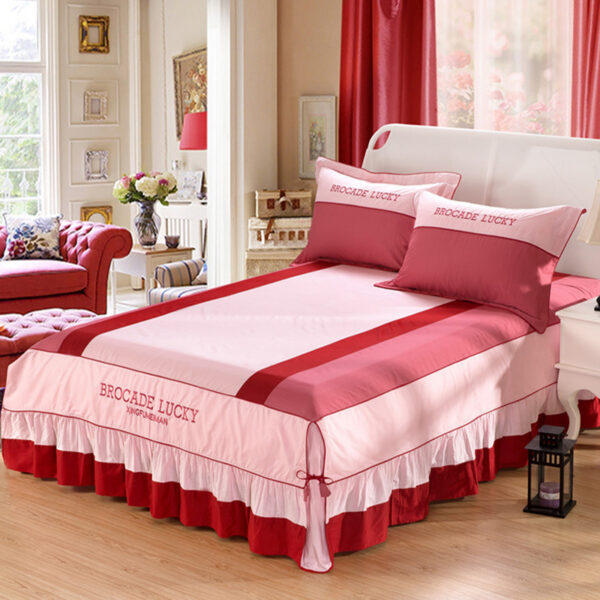 Solid color cotton bed skirt set of four - Image 3