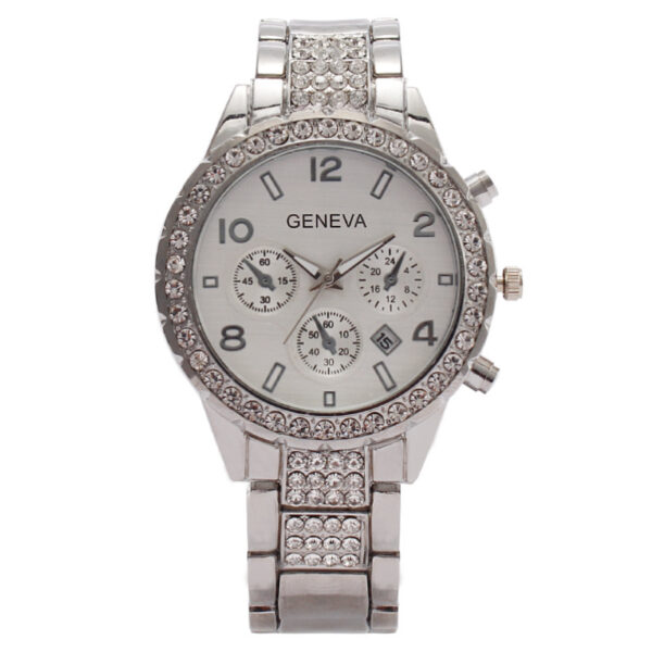 Women's Fashion Diamond Digital Calendar Three Eyes Quartz Watch - Image 2