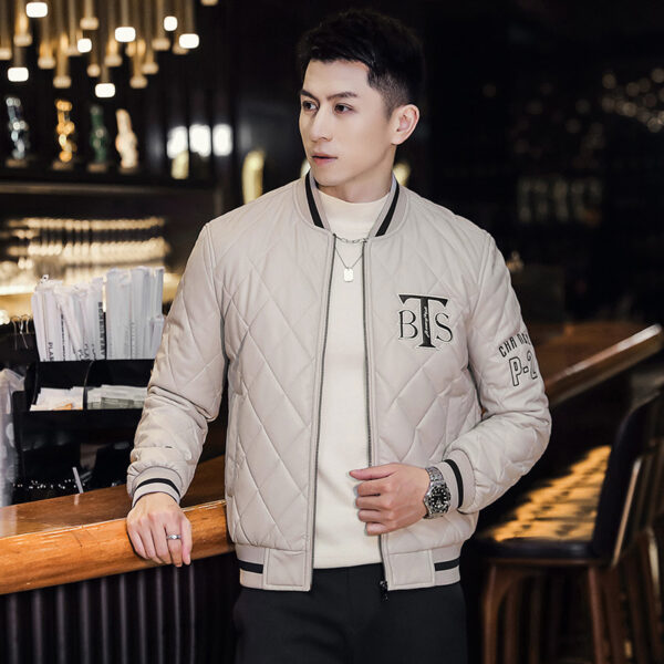 Men's Baseball Collar Slim-fit Youth Embroidered Cotton-padded Jacket