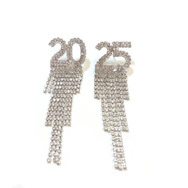 2025 Digital Rhinestone Letter Earrings For New Year Pendant Earrings Women's Festival Copper Inlaid Rhinestone Fashion Earrings Party Gift - Image 4