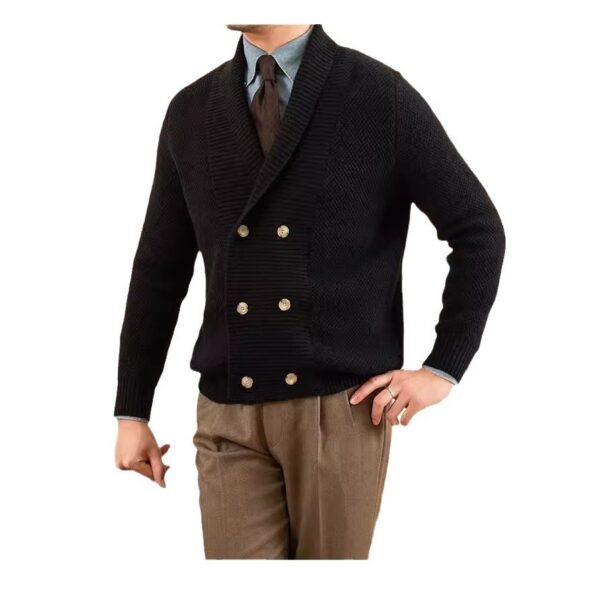 Fall Winter Men Coat V-neck Sweater Trendy Simple - Image 5