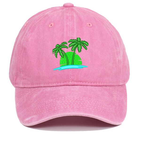 Coconut Embroidery Pattern Washed Old Soft Top Baseball Cap - Image 7