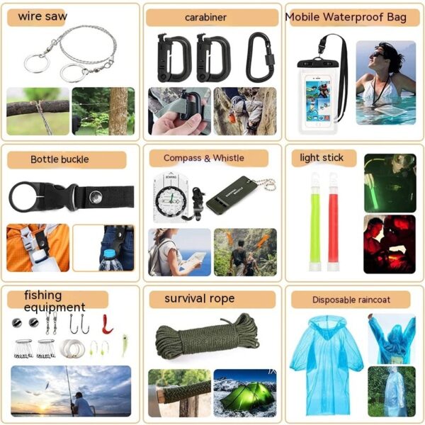 Outdoor Camping Supplies Equipment Multifunctional Outdoor Survival Emergency Kit Tool Suit - Image 6