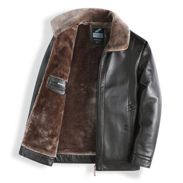 Plush Thick Leather Men's Free Care Jacket - Image 7