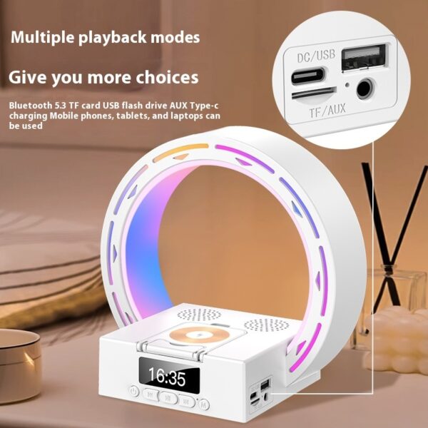 4 In 1 Wireless Bluetooth-compatible Speaker Charging Pad Bedside Lamp With Alarm Clock Wake-Up Light For Bedroom Support USB Drive TF Card - Image 2