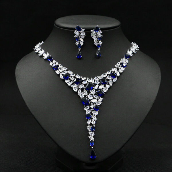 Colorful Zircon Necklace Set Wedding Dress Wedding Earring Accessories - Image 5