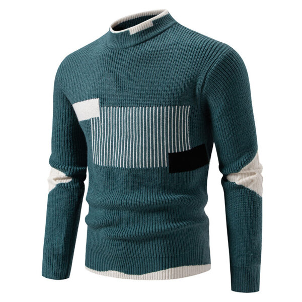 Men's Fashion Trend Multicolor Woven Cotton Velvet Sweater - Image 2