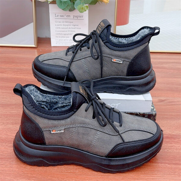 Winter Fleece Lined Padded Warm Keeping Men's Casual Sports Cotton Shoes - Image 5